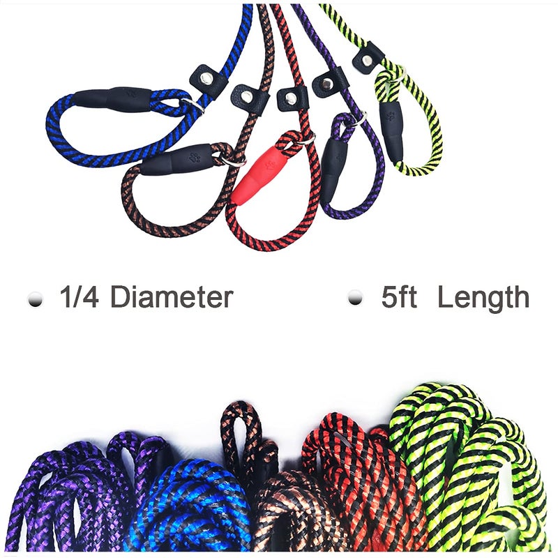 MayPaw Rope Dog Leash Slip Lead, 5 Ft Pet/Puppy Training Leash 1/4" Thin Nylon, Adjustable Pet Collar Lead for Small and X-Small Dogs - Image 4